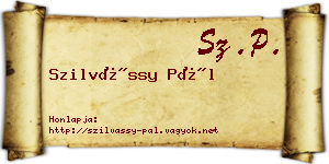 Szilvássy Pál névjegykártya